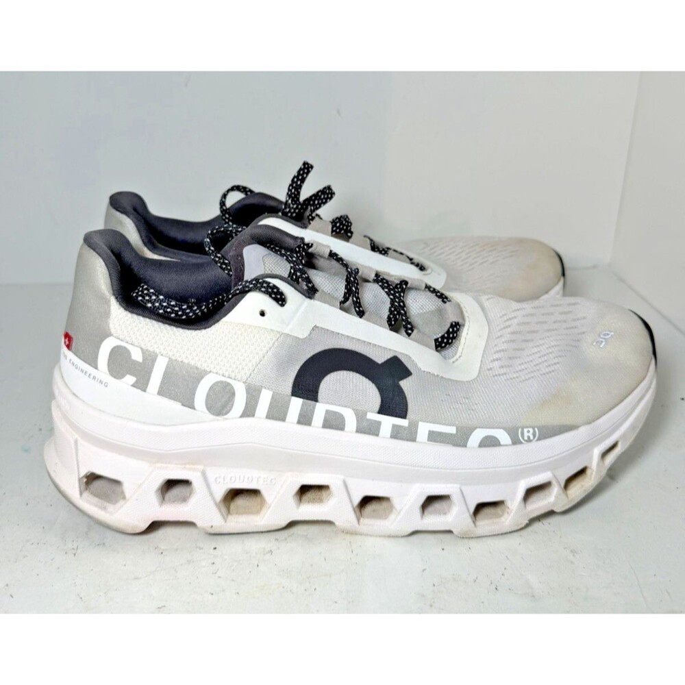 On Men's Cloudmonster Shoes Sz 8.5 Ice White Black Running Athletic Sneakers